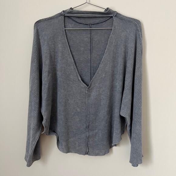 We the Free Gray Ribbed Mock Turtleneck Long Sleeve Sweater Size XS - Picture 2 of 12